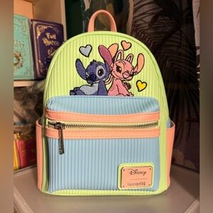 Loungefly Disney Stitch and Angel Pastel Mini Backpack NWT